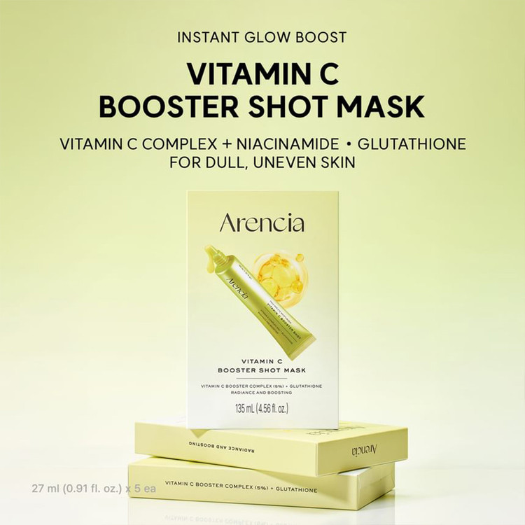 ماسک ورقه ای شفاف کننده ویتامین سی آرنسیا مدل Booster Shot پک 5 عددی